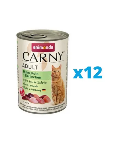 ANIMONDA Carny Adult pentru pisica 12 x 400 g pui, curcan, iepure