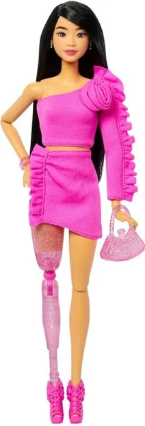 Păpuşă Barbie Deluxe Style - Cu părul lung și negru și un picior protetic