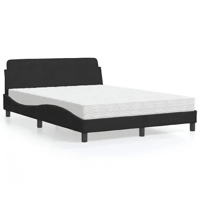 vidaXL Pat cu saltea, Dover, negru, 120x200 cm, catifea