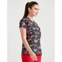 Bluza medicala neagra cu imprimeu, Model Cardio EKG - XS