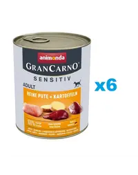 ANIMONDA Grancarno Sensitive Hrana umeda cu curcan si cartofi, pentru caini adulti sensibili 6x800 g