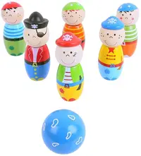 Mini bowling din lemn pentru copii Bigjigs - Pirati