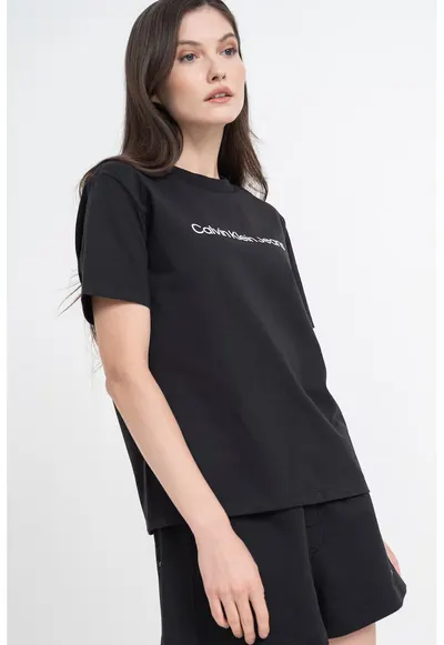 Tricou de bumbac cu logo - Negru