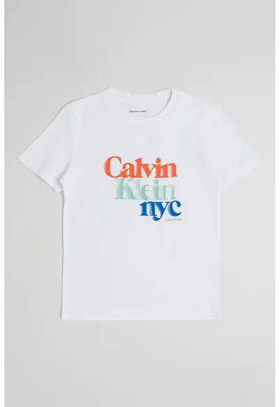 Tricou regular fit cu imprimeu logo - Portocaliu mandarina/Alb optic/Verde aquamarin
