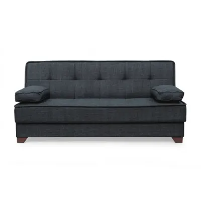 Canapea LEON II extensibila, 3 locuri, cu arcuri si lada depozitare, gri inchis, 190x82x88 cm