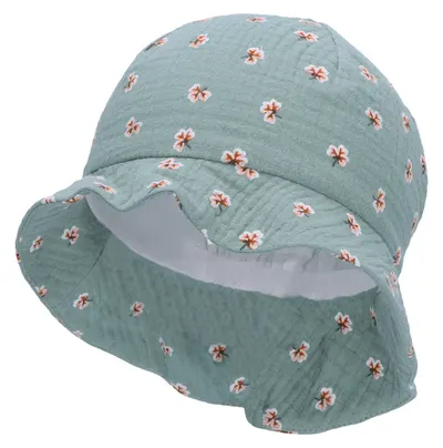 Palarie de vara cu protectie UV 50+ Sterntaler - Imprimeu cu flori, 49 cm, 12-18 luni, verde