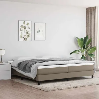 vidaXL Cadru de pat cu arcuri, gri taupe, 200x200 cm, textil