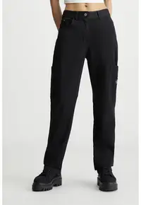 Pantaloni drepti cu talie inalta - Negru