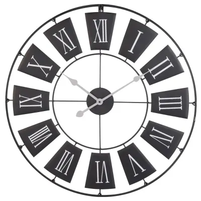 Ceas de perete diametru 70 cm, analog, din metal, afisaj cu cifre romane