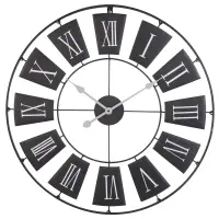 Ceas de perete diametru 70 cm, analog, din metal, afisaj cu cifre romane