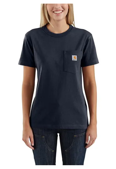 Tricou dama bumbac - buzunar - Bleumarin