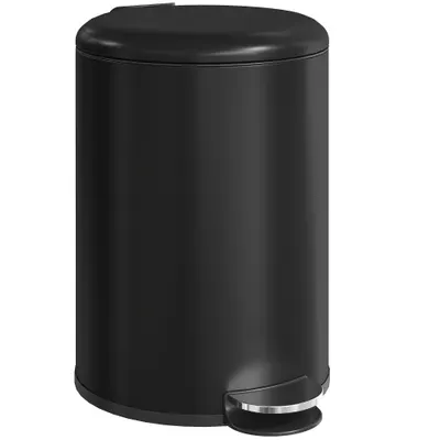 HOMCOM Coș de gunoi pentru bucătărie de 20 L, coș metalic rezistent la amprente cu capac Soft-Close, pedală și coș interior detașabil, Negru | Aosom Romania