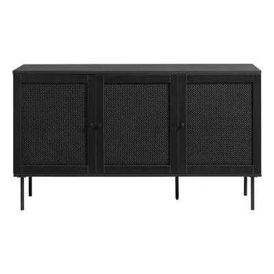 Comodă neagră joasă cu aspect de lemn de stejar 140x80 cm Pensacola – Unique Furniture