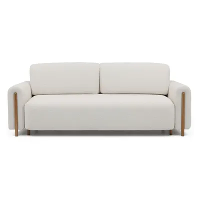 Canapea fildeș extensibilă/cu spațiu de depozitare cu tapițerie din țesătură bouclé 244 cm Arcadova – ELTAP