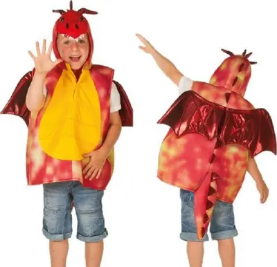 Costum de carnaval pentru copii Heunec - Dragon rosu cu aripi, 4-7 ani
