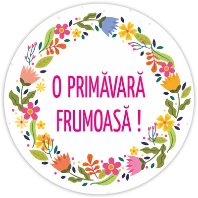 Rola etichete autoadezive personalizate, Buline O primavara frumoasa, floral , diametru 40 mm, 1000 buc rola