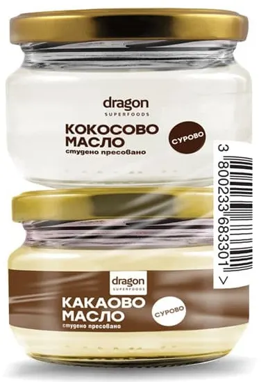 Set Ulei de cocos + Unt de cacao, 2 x 100 ml, Dragon Superfoods