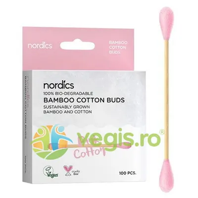 Betisoare Roz din Bumbac si Bambus 100buc