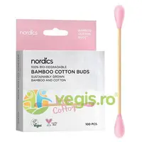 Betisoare Roz din Bumbac si Bambus 100buc