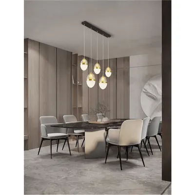 Lampa suspendata EGNA Auriu & Negru Metal Cognac & Opal Sticla LED 58W 230V 5942Lm 3000K IP20