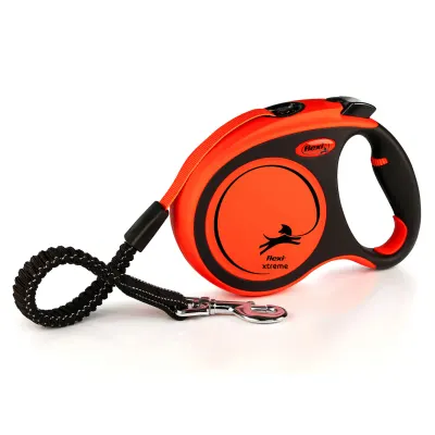 FLEXI Xtreme, lesă bandă retractabilă câini, nylon, portocaliu, L(65kg, 5m)