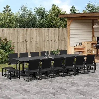 Gossi set mobilier de gradina, 17 piese, negru, textilena