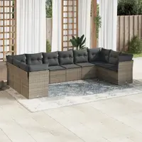 Gossi set mobilier de gradina cu perne, 10 piese, gri, poliratan