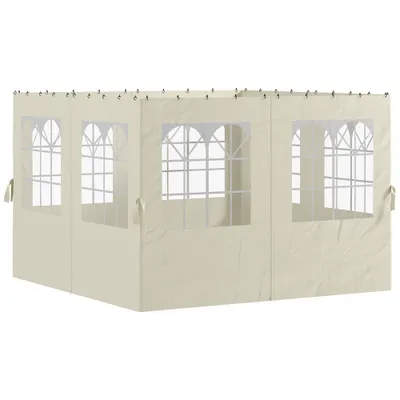 Outsunny Panouri laterale pentru pavilion, 4 panouri laterale pentru pavilion de grădină, cu fermoar, pavilion 3 x 4 m, crem | Aosom Romania