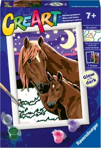 Set de pictură pe numere Ravensburger CreArt - Caii în noapte