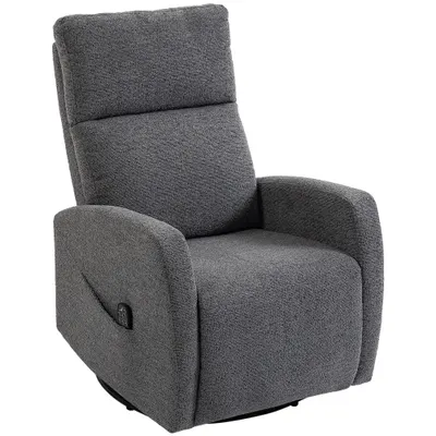 HOMCOM Fotoliu relax, fotoliu de masaj din chenille cu funcție de încălzire, rotație 360°, mecanism de balans, reglare manuală, gri închis | Aosom Romania