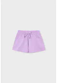 Pantaloni scurti din amestec de bumbac cu talie ajustabila - Lila