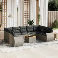 Gossi set mobilier de gradina cu perne, 10 piese, gri, poliratan