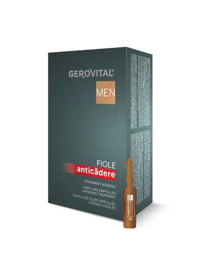 Fiole Anticădere Păr Pentru Bărbați Tratament Intensiv Cu Redensyl și Procapil Pentru Fortifierea Firului De Păr, Gerovital Men, 10 Fiole X 10 Ml
