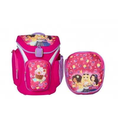 Ghiozdan scoala Explorer + sac sport, 43x28.5x19.5 cm, LEGO Core Line, roz Friends Cupcake