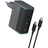 Incarcator Retea Cu Cablu USB-C Cuktech, 100W, 5A, 1 x USB-A - 2 x USB-C, Gri CUKAD1003EUG
