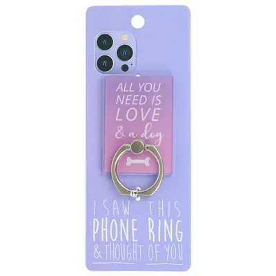 Suport inel telefon All you need is love & a dog