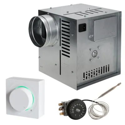 Set Ventilator Semineu Profesional 860mc - GEN II + Regulator electronic Alb Patrat + Termostat