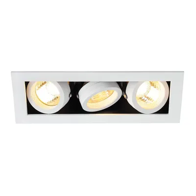 Spot incastrat, KADUX Ceiling lights GU10, white triple-headed, QPAR51, rectangular, matt white, max. 150W, incl. clip springs