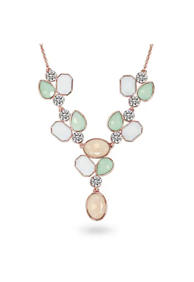 Colier placat cu aur de 14K si decorat cu cristale - Auriu rose