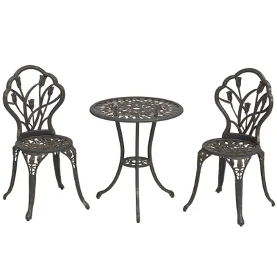 Outsunny Set de Gradina 3 Piese din Aluminiu cu 2 Scaune | Aosom Romania