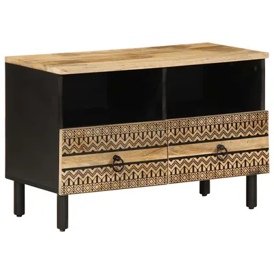 Gossi dulap tv, negru, 70x33,5x46 cm, lemn masiv de mango brut