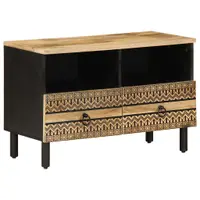 Gossi dulap tv, negru, 70x33,5x46 cm, lemn masiv de mango brut
