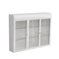 Dulap de Perete cu 3 Uși din Sticlă cu Design Curbat, Alb | Aosom Romania