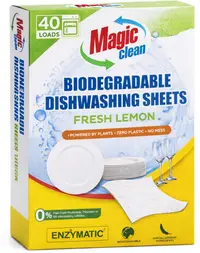 Detergent pentru mașina de spălat vase sub formă de foi Magic Clean - Fresh Lemon, până la 40 încărcări