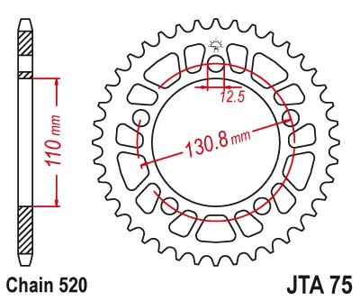 JT - Foaie (spate) Aluminiu JTA75, 41 dinti - BMW S1000RR