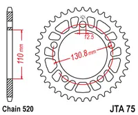 JT - Foaie (spate) Aluminiu JTA75, 41 dinti - BMW S1000RR