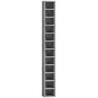 HOMCOM Raft Bibliotecă Pentru CD-uri cu 12 Polițe pentru 204 CD-uri, din MDF și PAL, 21 x 20 x 175 cm, Gri | Aosom Romania