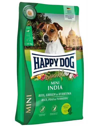 HAPPY DOG Sensible Mini India 4kg mazăre, orez și turmeric