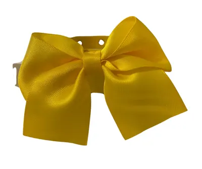 Zgarda ecopiele, galbena, cu decor fundita satin, 25 cm