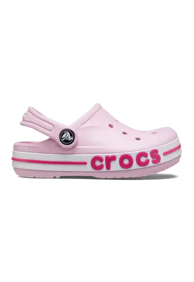 Saboti slingback cu logo in relief pe talpa - Alb/Roz pastel